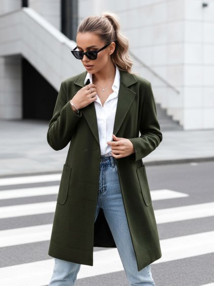 DÁMSKÝ TMAVĚ ZELENÝ OVERSIZE KABÁT LINNORE (Velikost ONE SIZE)