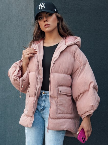 RŮŽOVÁ DÁMSKÁ PROŠÍVANÁ OVERSIZE BUNDA PARIMA