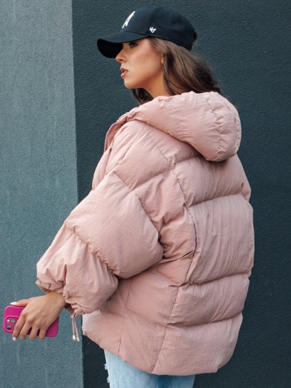 RŮŽOVÁ DÁMSKÁ PROŠÍVANÁ OVERSIZE BUNDA PARIMA