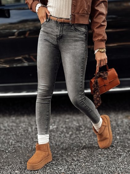 TMAVĚ ŠEDÉ DÁMSKÉ SKINNY DŽÍNY JORNIX (Velikost 28)
