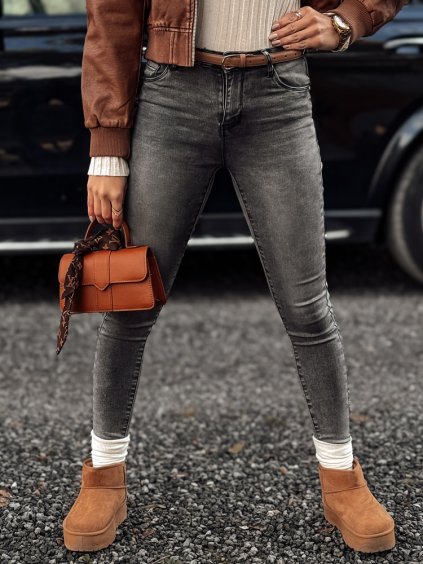 TMAVĚ ŠEDÉ DÁMSKÉ SKINNY DŽÍNY JORNIX (Velikost 28)