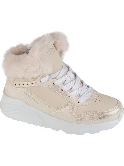 BÉŽOVÉ ZIMNÍ KOTNÍKOVÉ BOTY SKECHERS UNO LITE - COMFURT COLLAR