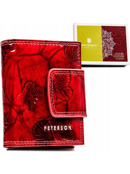 PETERSON ČERVENÁ PENĚŽENKA S MOTÝLKY Y559 (Velikost ONE SIZE)