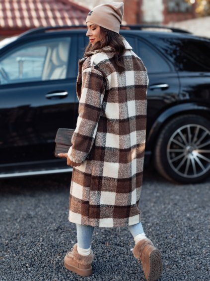SMETANOVO-HNĚDÝ DÁMSKÝ DLOUHÝ OVERSIZE KABÁT MARIZZI (Velikost ONE SIZE)