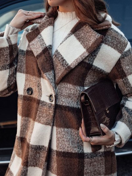 SMETANOVO-HNĚDÝ DÁMSKÝ DLOUHÝ OVERSIZE KABÁT MARIZZI (Velikost ONE SIZE)
