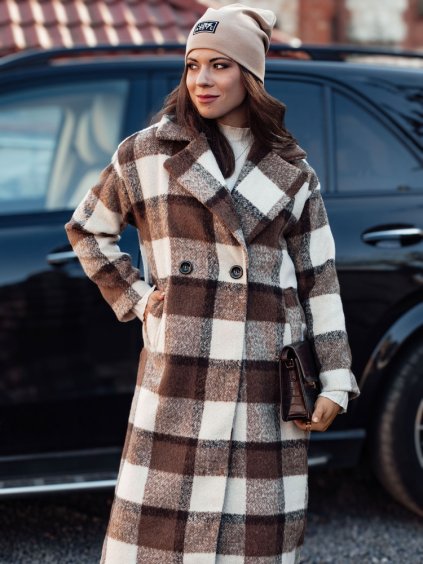 SMETANOVO-HNĚDÝ DÁMSKÝ DLOUHÝ OVERSIZE KABÁT MARIZZI (Velikost ONE SIZE)