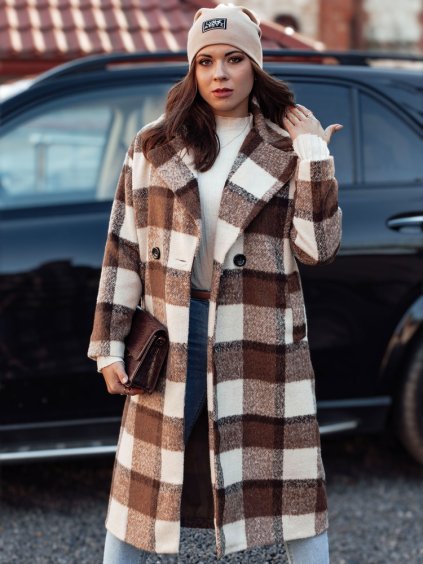 SMETANOVO-HNĚDÝ DÁMSKÝ DLOUHÝ OVERSIZE KABÁT MARIZZI (Velikost ONE SIZE)
