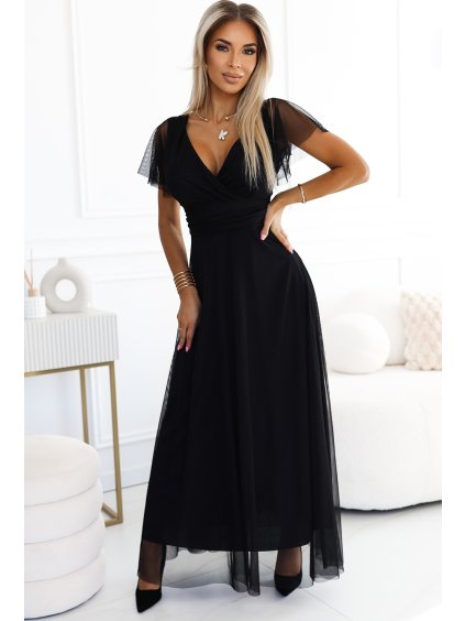 ČERNÉ DLOUHÉ ŠATY NASTIA (Velikost ONE SIZE)