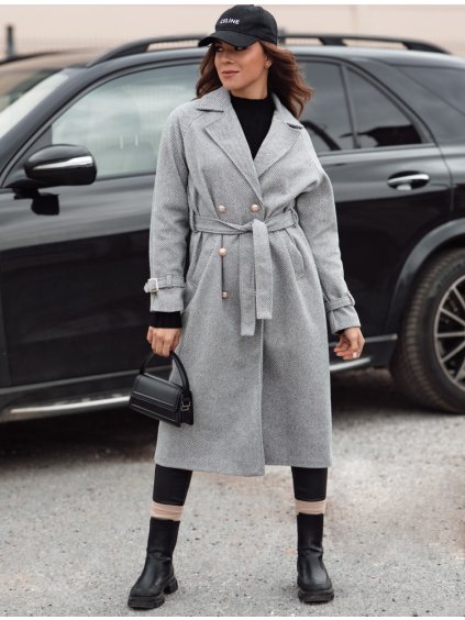 ŠEDÝ DÁMSKÝ DLOUHÝ OVERSIZE KABÁT CAMELLYN