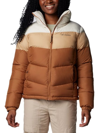 SMETANOVO-HNĚDÁ DÁMSKÁ ZIMNÍ PROŠÍVANÁ BUNDA COLUMBIA PUFFECT II COLORBLOCK JACKET (Velikost L)