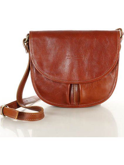 MARCO MAZZINI CAMEL KOŽENÁ CROSSBODY KABELKA S KLOPOU