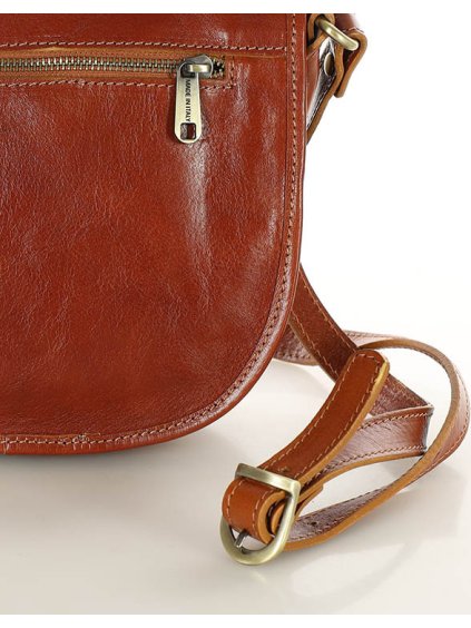 MARCO MAZZINI CAMEL KOŽENÁ CROSSBODY KABELKA S KLOPOU