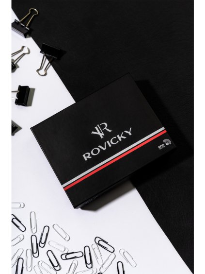 ČERNÁ PÁNSKÁ KOŽENÁ PENĚŽENKA S RFID OCHRANOU ROVICKY L229