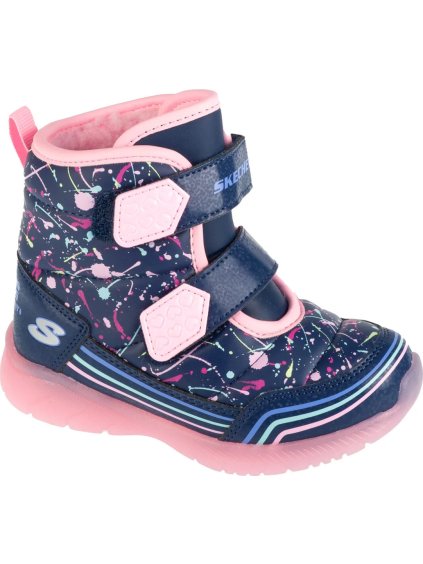 TMAVĚ MODRÉ DÍVČÍ SNĚHULE SKECHERS ILLUMI-BRIGHTS - POWER PAINT