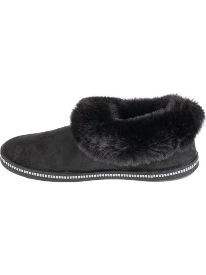 ČERNÉ DÁMSKÉ PANTOFLE S KOŽÍŠKEM SKECHERS COZY CAMPFIRE - WINTER NIGHTS (Velikost 36)