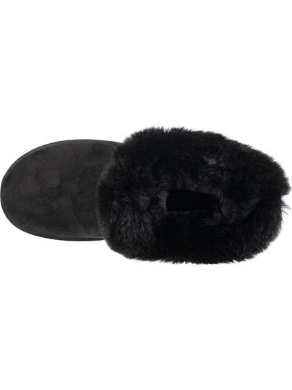 ČERNÉ DÁMSKÉ PANTOFLE S KOŽÍŠKEM SKECHERS COZY CAMPFIRE - WINTER NIGHTS (Velikost 36)