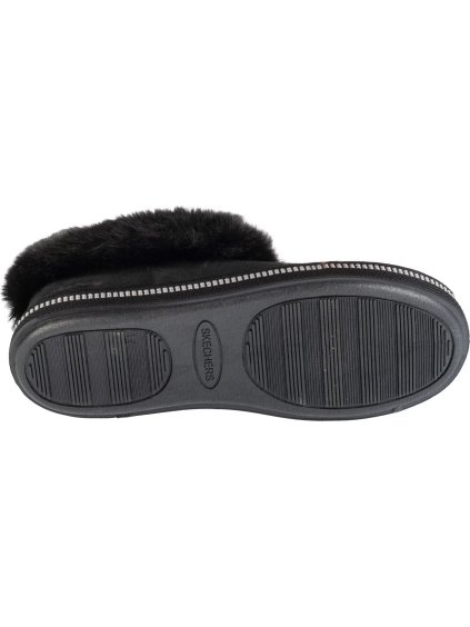 ČERNÉ DÁMSKÉ PANTOFLE S KOŽÍŠKEM SKECHERS COZY CAMPFIRE - WINTER NIGHTS