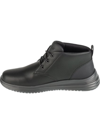 ČERNÉ PÁNSKÉ KOŽENÉ KOTNÍKOVÉ BOTY SKECHERS PROVEN - YERMO