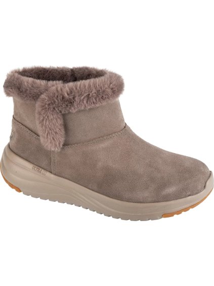 HNĚDÉ DÁMSKÉ SEMIŠOVÉ ZIMNÍ KOTNÍKOVÉ BOTY SKECHERS ON-THE-GO STELLAR - COZY STEP