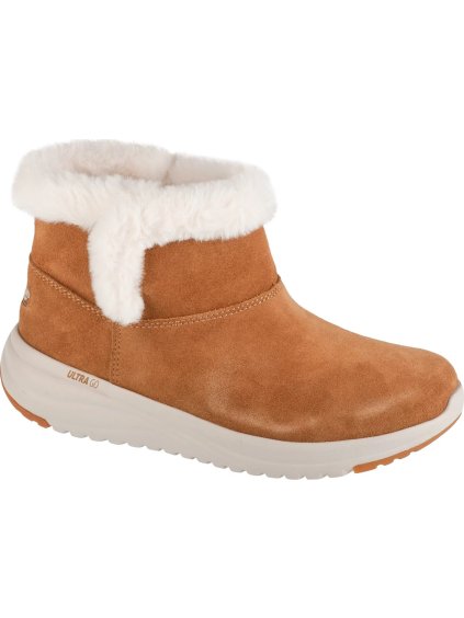SVĚTLE HNĚDÉ DÁMSKÉ SEMIŠOVÉ ZIMNÍ KOTNÍKOVÉ BOTY SKECHERS ON-THE-GO STELLAR - COZY STEP
