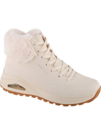 SMETANOVÉ DÁMSKÉ ZIMNÍ KOTNÍKOVÉ TENISKY SKECHERS UNO RUGGED - FALL AIR (Velikost 39)