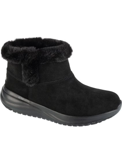 ČERNÉ SEMIŠOVÉ DÁMSKÉ ZIMNÍ KOTNÍKOVÉ BOTY SKECHERS ON-THE-GO STELLAR - COZY STEP