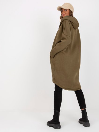 KHAKI DÁMSKÁ DLOUHÁ MIKINA NA ZIP