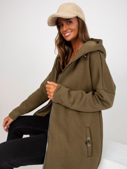 KHAKI DÁMSKÁ DLOUHÁ MIKINA NA ZIP