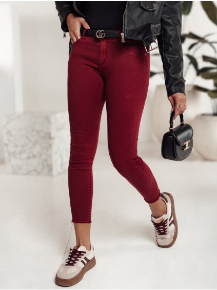 VÍNOVÉ DÁMSKÉ SKINNY DŽÍNY BRITTNIX (Velikost 28)