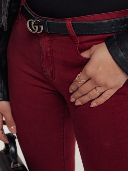 VÍNOVÉ DÁMSKÉ SKINNY DŽÍNY BRITTNIX (Velikost 28)