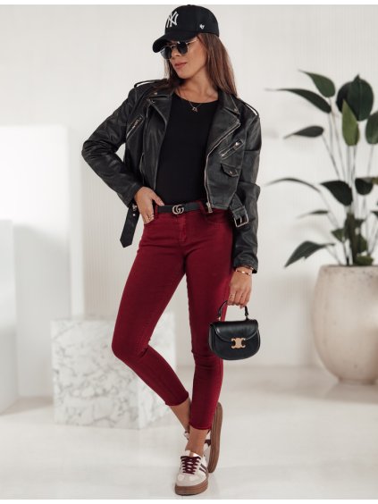 VÍNOVÉ DÁMSKÉ SKINNY DŽÍNY BRITTNIX (Velikost 28)