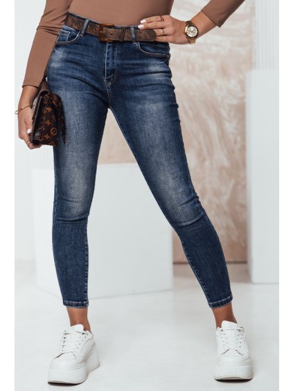 TMAVĚ MODRÉ DÁMSKÉ PUSH-UP DŽÍNY TRENDILEGS (Velikost S)