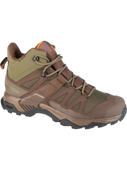 HNĚDO-ZELENÉ PÁNSKÉ KOTNÍKOVÉ TURISTICKÉ BOTY SALOMON X ULTRA TRACKER GTX