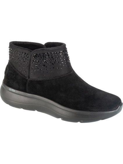 ČERNÉ SEMIŠOVÉ DÁMSKÉ KOTNÍKOVÉ BOTY SKECHERS ON-THE-GO ENCORE - WINTER GLEAM