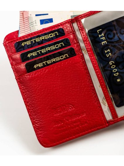 PETERSON ČERVENÁ STŘEDNÍ KOŽENÁ PENĚŽENKA S MONOGRAMEM Y449