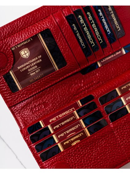 PETERSON ČERVENÁ ELEGANTNÍ LAKOVANÁ KOŽENÁ PENĚŽENKA Y382