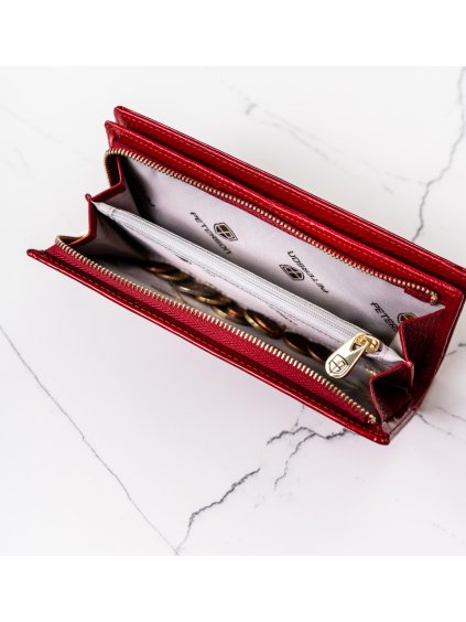 PETERSON ČERVENÁ ELEGANTNÍ LAKOVANÁ KOŽENÁ PENĚŽENKA Y382