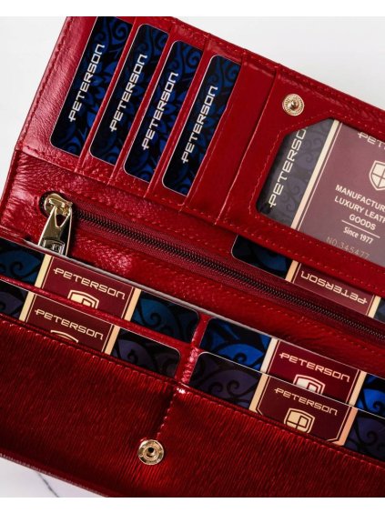 PETERSON ČERVENO-ČERNÁ LESKLÁ DÁMSKÁ KOŽENÁ PENĚŽENKA Y198