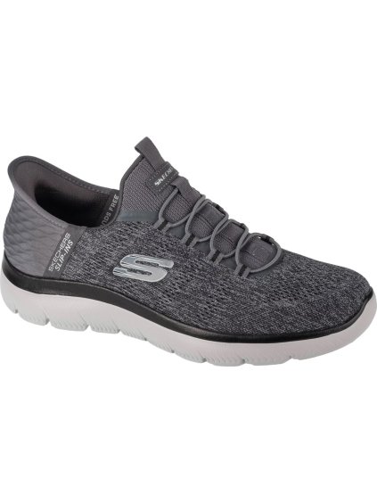 TMAVĚ ŠEDÉ NAZOUVACÍ TENISKY SKECHERS SLIP-INS: SUMMITS - KEY PACE (Velikost 40)
