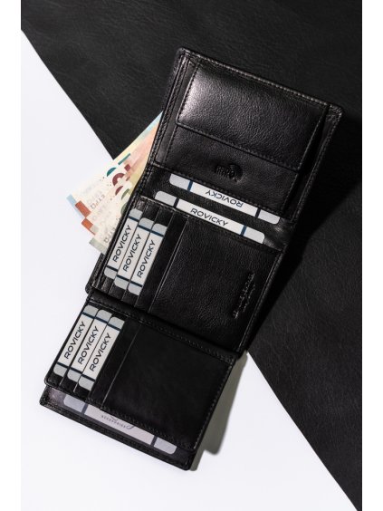 ROVICKY PÁNSKÁ VERTIKÁLNÍ KOŽENÁ PENĚŽENKA S RFID L239
