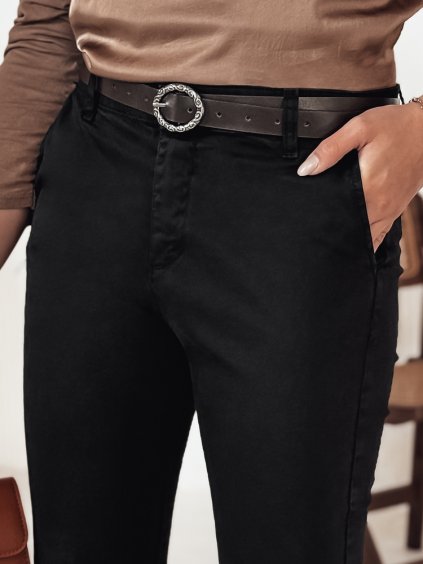 ČERNÉ ELEGANTNÍ DÁMSKÉ KALHOTY S PÁSKEM TRENDIOSS