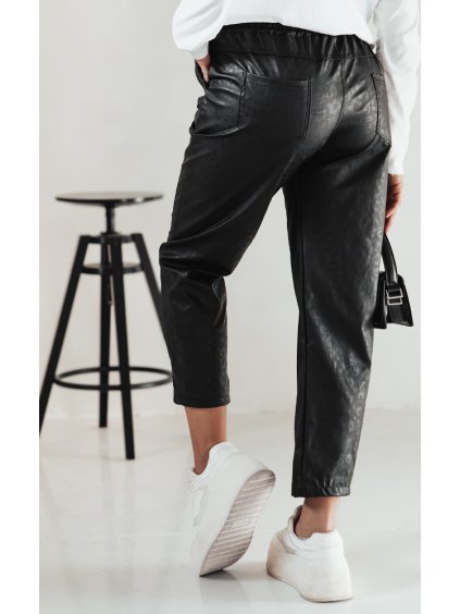 ČERNÉ DÁMSKÉ ROVNÉ KOŽENKOVÉ KALHOTY WAXVIA (Velikost ONE SIZE)