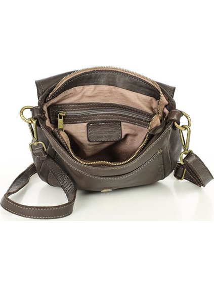 MARCO MAZZINI TMAVĚ HNĚDÁ DÁMSKÁ CROSSBODY KABELKA S KLOPOU