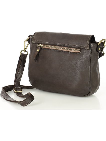 MARCO MAZZINI TMAVĚ HNĚDÁ DÁMSKÁ CROSSBODY KABELKA S KLOPOU