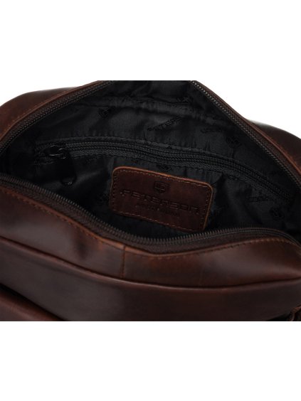 PETERSON ELEGANTNÍ TMAVĚ HNĚDÁ PÁNSKÁ KOŽENÁ TAŠKA PŘES RAMENO