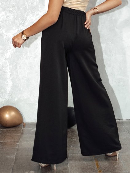 ČERNÉ DÁMSKÉ ŠIROKÉ KALHOTY ELEGAFIT