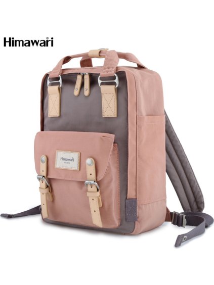 HIMAWARI HNĚDO-RŮŽOVÝ STYLOVÝ DÁMSKÝ BATOH S PŘIHRÁDKOU NA NOTEBOOK