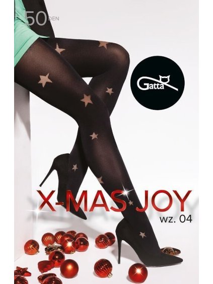 ČERNÉ DÁMSKÉ SILONKY S VÁNOČNÍM VZOREM  GATTA X-MAS JOY 50 DEN