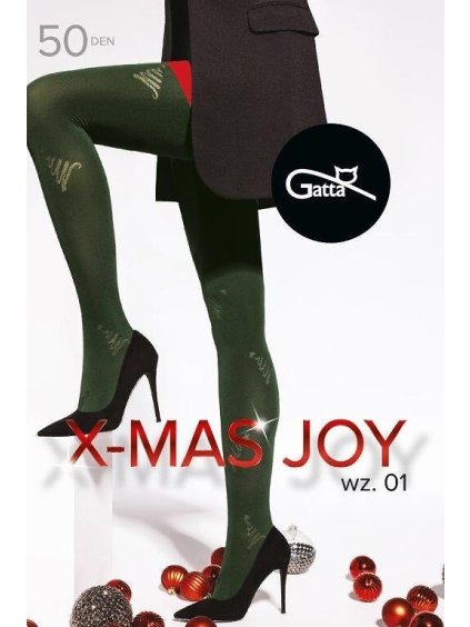 ČERNÉ DÁMSKÉ SILONKY S VÁNOČNÍMI STROMKY GATTA X-MAS JOY 50 DEN