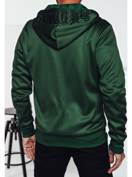 PÁNSKÁ TMAVĚ ZELENÁ MIKINA S KAPUCÍ